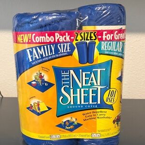 New Sealed The Neat Sheet Ground Cover Combo Pack 2 Sizes Family Size & Regular